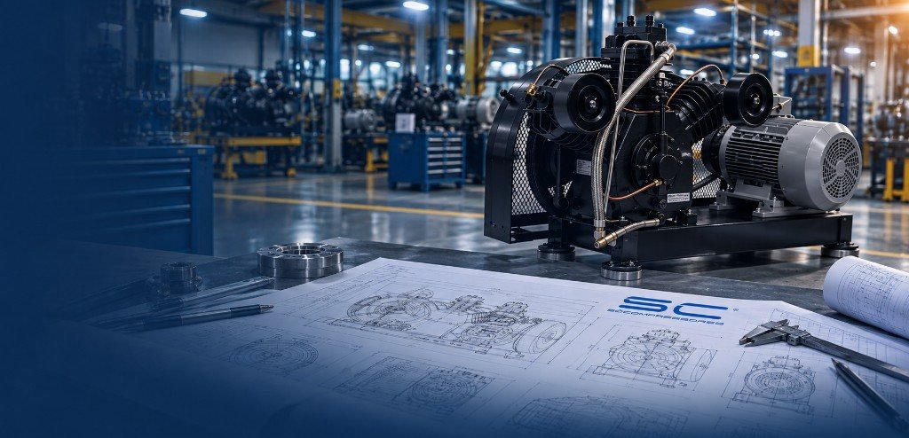Compressor em planta industrial Só Compressores